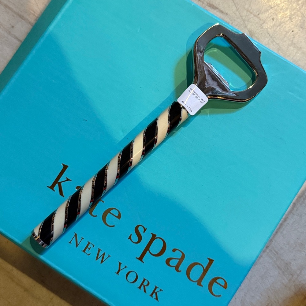 Kate Spade Gold and Black Striped Bottle Opener Set - Picture 4 of 6